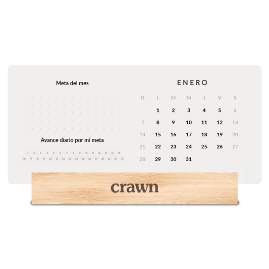 Habit Tracker de escritorio y Seguimiento de metas 2025 con base de pino Crawn