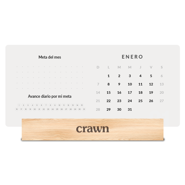 Habit Tracker de escritorio y Seguimiento de metas 2024 con base de pino Crawn